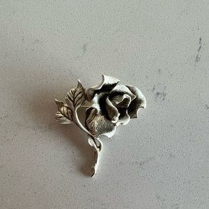 Vintage Rose Pin Brooch Gray